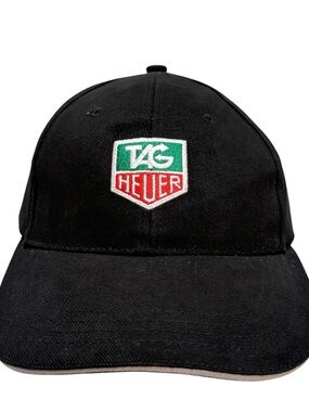 TAG Heuer Black Baseball Cap Hat Adjustable Strapback Racing Logo Embroidered